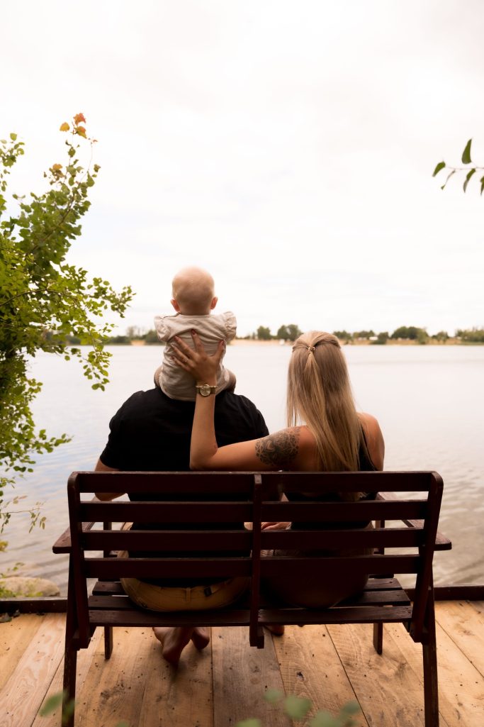 Familie Bank Baby Fotoshooting