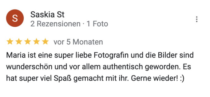 Google Bewertung sehr gut Familienshooting